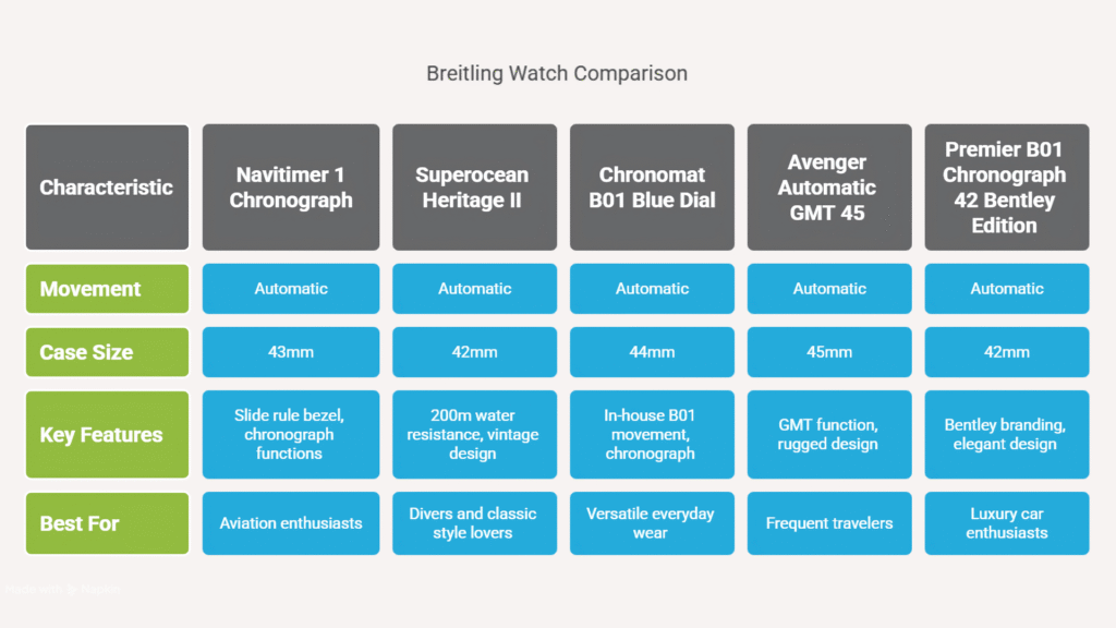 Breitling Watches Comparison Table1